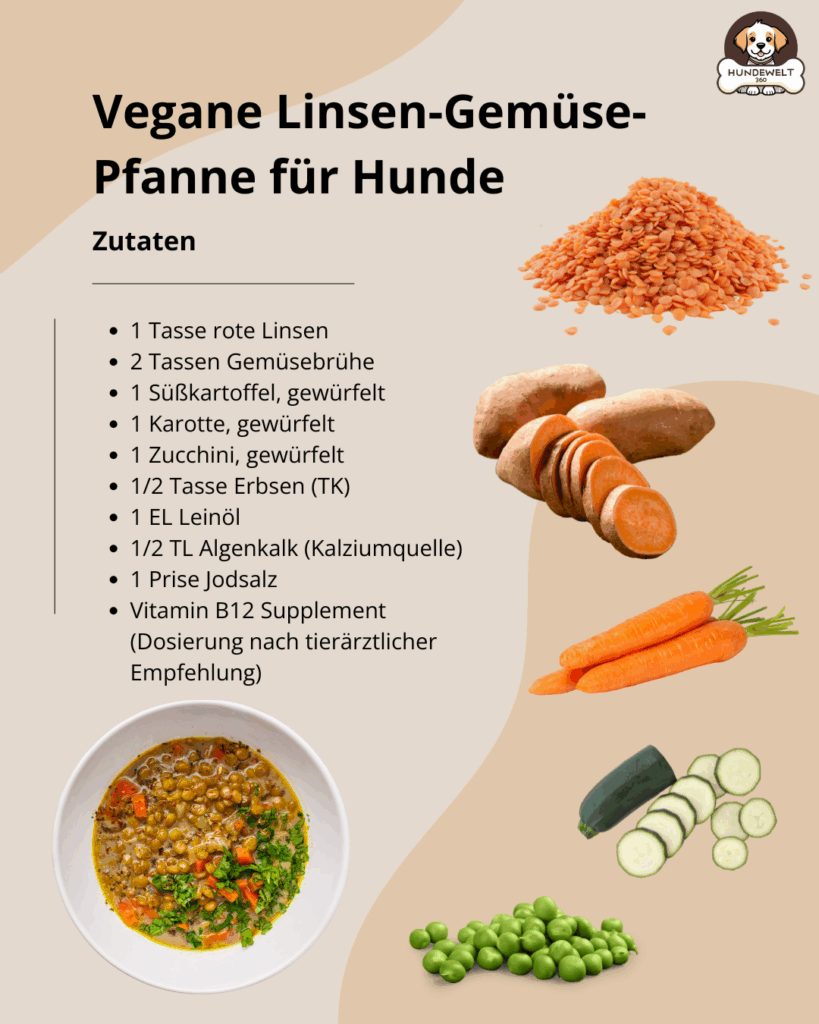 Vegane Linsen-Gemüse-Pfanne Rezept für Hunde